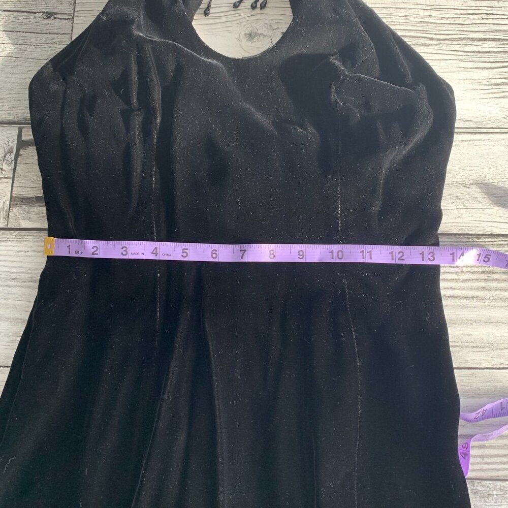 Vintage 90s Y2K Velvet Keyhole Choker Collar Bodycon Witchy Dress - Picture 13 of 16
